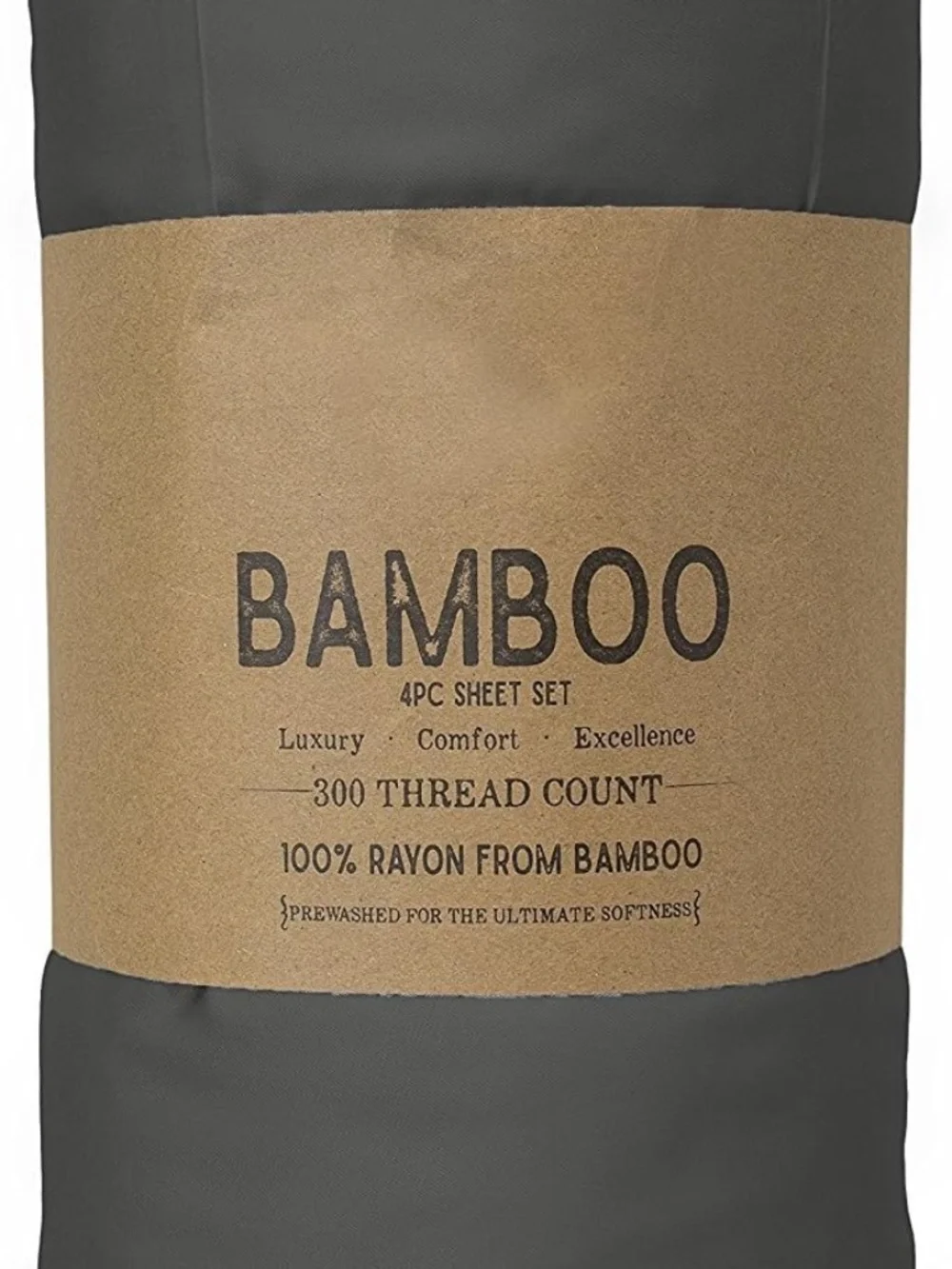 Bamboo IEH-4PC-BAM-F-GR Full Size Gray 4PC Sheet Set 300 Thread Count 100% Rayon